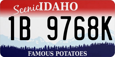 ID license plate 1B9768K