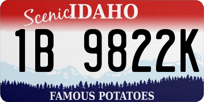ID license plate 1B9822K