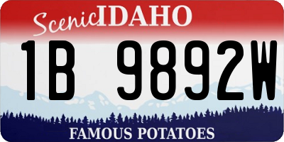 ID license plate 1B9892W