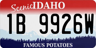ID license plate 1B9926W