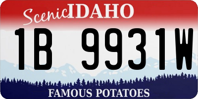 ID license plate 1B9931W