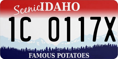 ID license plate 1C0117X