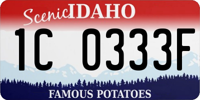 ID license plate 1C0333F