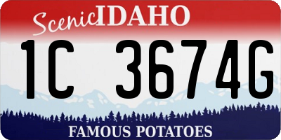 ID license plate 1C3674G