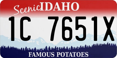 ID license plate 1C7651X