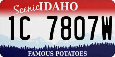 ID license plate 1C7807W