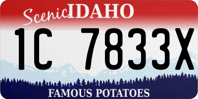 ID license plate 1C7833X