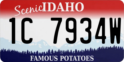ID license plate 1C7934W