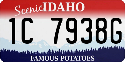 ID license plate 1C7938G