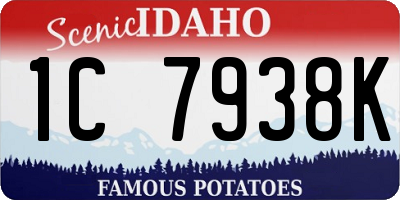 ID license plate 1C7938K