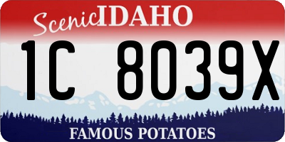 ID license plate 1C8039X