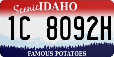 ID license plate 1C8092H