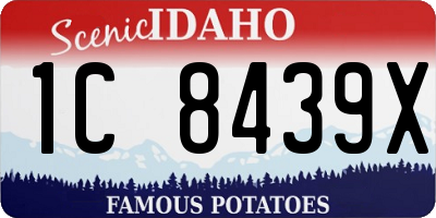 ID license plate 1C8439X