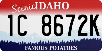 ID license plate 1C8672K