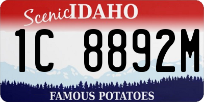 ID license plate 1C8892M