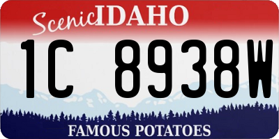 ID license plate 1C8938W