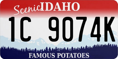 ID license plate 1C9074K