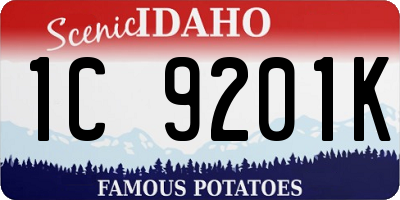 ID license plate 1C9201K