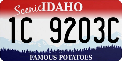 ID license plate 1C9203C