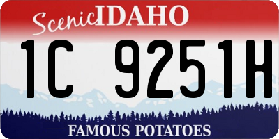 ID license plate 1C9251H