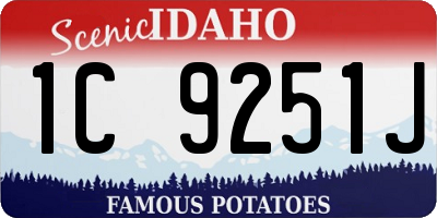 ID license plate 1C9251J