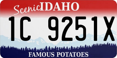 ID license plate 1C9251X