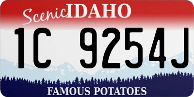 ID license plate 1C9254J