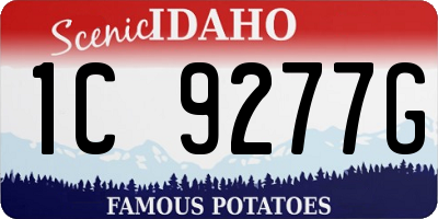 ID license plate 1C9277G