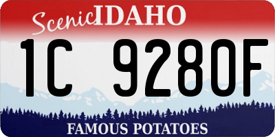 ID license plate 1C9280F