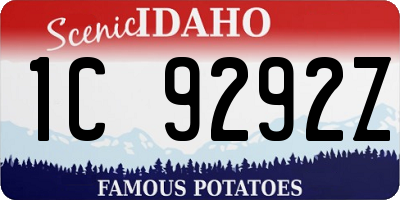 ID license plate 1C9292Z