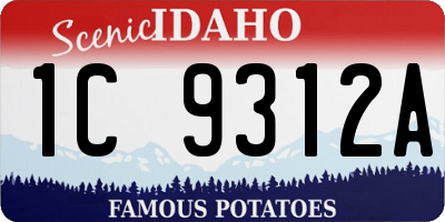 ID license plate 1C9312A