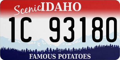 ID license plate 1C9318O