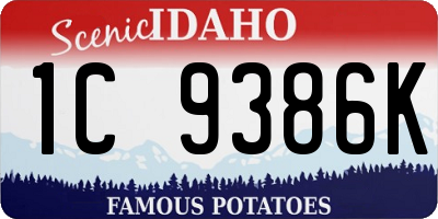 ID license plate 1C9386K