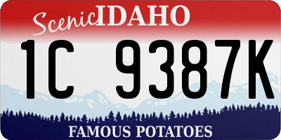 ID license plate 1C9387K