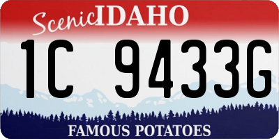 ID license plate 1C9433G
