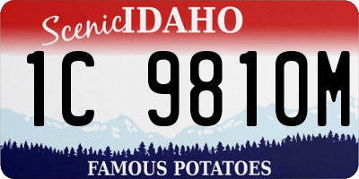 ID license plate 1C9810M