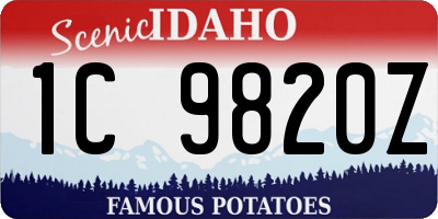 ID license plate 1C9820Z