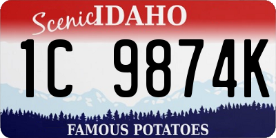ID license plate 1C9874K