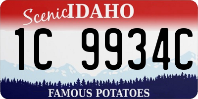 ID license plate 1C9934C