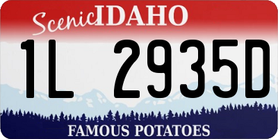 ID license plate 1L2935D