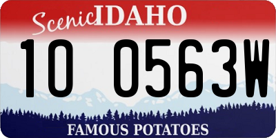 ID license plate 1O0563W