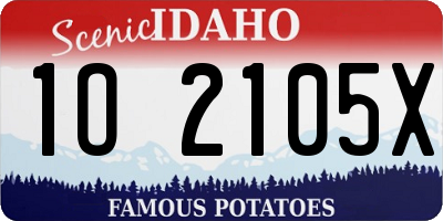 ID license plate 1O2105X