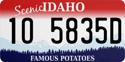 ID license plate 1O5835D