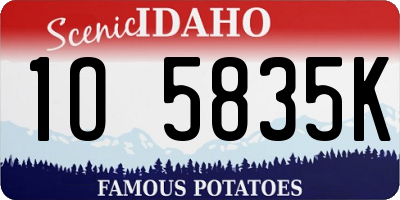 ID license plate 1O5835K
