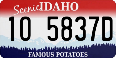 ID license plate 1O5837D