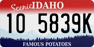 ID license plate 1O5839K