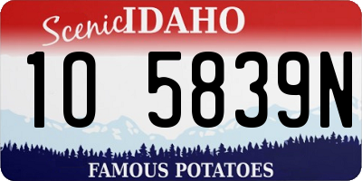 ID license plate 1O5839N
