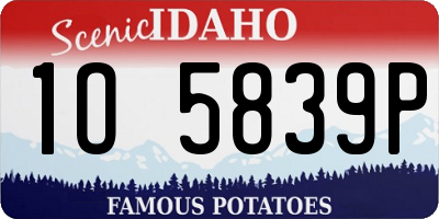 ID license plate 1O5839P