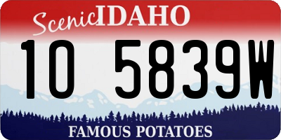 ID license plate 1O5839W