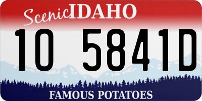 ID license plate 1O5841D